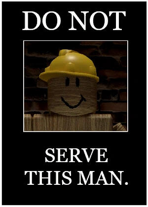 A poster from Regretevator that has Mark on it. The text above and under his portrait says 'DO NOT SERVE THIS MAN.'